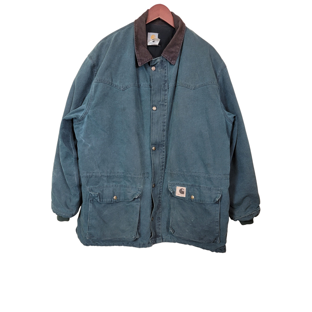 Vintage Carhartt Barn /Chore Zip and Snap Up Jacket Men's XL Green Cotton 1999
